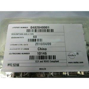 1 Lot of 600 Molex 0482040001 Conn <b>USB</b> <b>2.0</b> Type <b>A</b> - Trusted Global Legacy Semiconductor Equipment and Parts at - Product Image 4