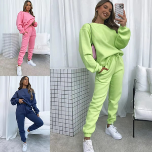 Ensemble sweat-shirt et pantalon en modal pour femme, style vintage uni, idéal pour les promenades nocturnes et les dîners romantiques - Product Image 6