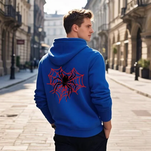 Sudadera con Capucha Morada para Hombre con Diseño de Telaraña en la Espalda, Sudadera Informal con Capucha y Manga Larga para Otoño - Product Image 4