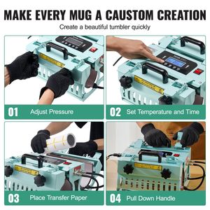 Pressa Termica a Doppio Tamburo Indipendente con 2 Stazioni di Riscaldamento per Tazze da 11-30oz, Riscaldamento Rapido e Uniforme, Controllo Indipendente - Product Image 6