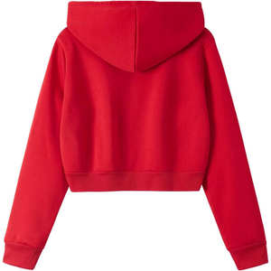 Haut court à manches longues avec logo personnalisé pour femme, broderie, molleton épais, coton décontracté, fermeture éclair, vente en gros - Product Image 2