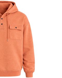 Sudadera con Capucha para Hombre, Color Durazno Naranja, con Cierre de Botones, Bolsillos Dobles en el Pecho, Estilo Casual Urbano, Fabricante de Sudaderas con Capucha - Product Image 3
