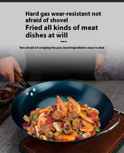 Wok de Hierro Fundido Tipo 32cm con Mango de Madera, Sin Recubrimiento, Fondo Redondo, Capacidad de 18L, Exterior Pulido para Cocina de Gas e Inducción - Product Image 5