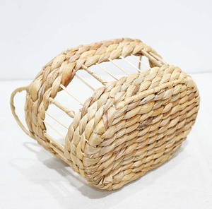Woven Oval Storage <b>Basket</b> Decorative Water Hyacinth <b>Hamper</b> with Handles <b>for</b> Home Organization - Product Image 5