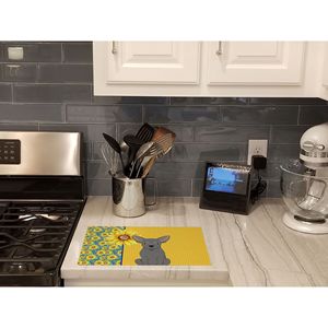 Tournesols d'été Bleu Chihuahua Planche à découper décorative en verre trempé Planche de service de cuisine grande taille Plats et assiettes - Product Image 2