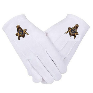 Guantes Bordados con el Logotipo Masónico, Símbolo de Compás y Escuadra, de Algodón, Largos hasta la Muñeca, Duraderos, para Uso Casual en las Cuatro Estaciones - Product Image 1