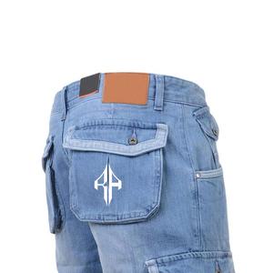 Pantalones Cortos de Mezclilla para Hombre, de Alta Calidad, con Estampado de Serigrafía, Estilo Jeans, de Pierna Ancha, Material Spandex/Poliéster - Product Image 3