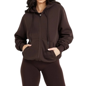 Sweat à capuche haut personnalisé pour femmes à manches longues salon classique sweat à capuche zippé surdimensionné léger en coton Streetwear vêtements d'entraînement - Product Image 6