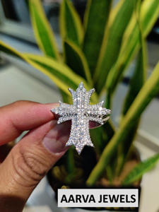 Bague en argent 925 avec croix en moissanite, micro-pavé, style gothique, ajustable, cadeau, bijoux - Product Image 1