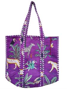 Bolsa de Mano de Algodón con Estampado Animal, Correas para el Hombro, Diseño Vintage a la Moda, Forro de Lona, Parte Superior Abierta, Estilo Casual - Product Image 1