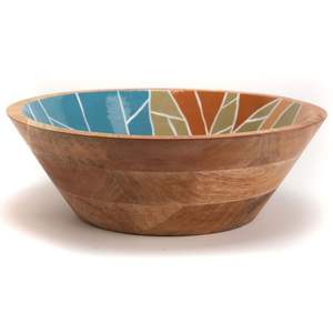 Vente en gros de bols à servir en bois de mangue imprimés de papillons, bols à fruits décoratifs, ustensiles de cuisine durables, bols à salade ronds en bois - Product Image 4