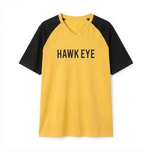 Hawk Eye Women's Yellow Black Half Sleeve <b>V</b>-<b>Neck</b> <b>T</b>-<b>Shirt</b> Loose Fit Casual Jersey Print Logo Top Spring Summer 100% Cotton - Product Image 6