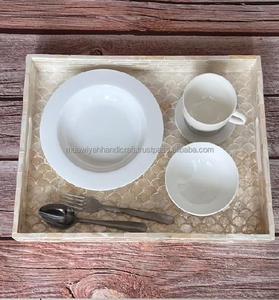 Bandeja de nácar de la mejor calidad, bandeja decorativa de forma cuadrada para servir en el hogar - Product Image 3