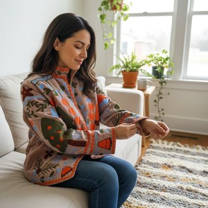 Unique Statement Fashion Piece <b>Velvet</b> Suzani Embroidered Jacket Handmade Christmas Theme Winter <b>Coat</b> Boho Festival Wearable Art - Product Image 5