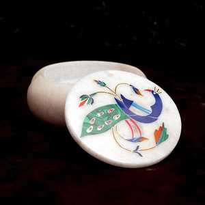 Ensemble de sous-verres en marbre blanc sculpté avec support, pour thé, café, cocktails, lot de deux - Product Image 3