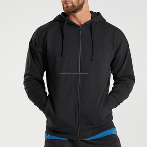 Sweats à capuche zippés pour hommes épaule tombante oversize Sweat à capuche lourd pour hommes sweat à capuche fonctionnel à double fermeture éclair pour hommes - Product Image 1
