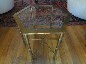 Latest design Luxury style brass hexagonal <b>table</b> <b>vintage</b> bamboo style side <b>table</b> designer brass accent <b>table</b> - Product Image 3