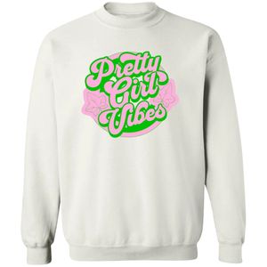 Sudadera de cuello redondo con estampado 'White Pretty Girl Vibes', de manga larga, puños acanalados, informal, de forro polar para mujer, para uso diario y estilo urbano - Product Image 1
