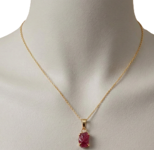 Collar con Colgante de Rubí en Bruto Minimalista, Oro Sólido de 14K/18K, Joyería Hecha a Mano, Regalo Nupcial Único - Product Image 6