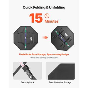 Table de poker pliable pour 8 joueurs, 48 pouces, octogonale, portable, pour jeux de loisirs, casino, avec rails rembourrés et porte-gobelets - Product Image 3