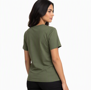 T-shirt pour femmes en coton 100% à col rond et manches courtes, coupe classique, tricoté, vêtements décontractés d'été, t-shirts pour femmes - Product Image 4