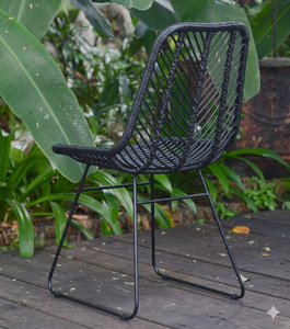 Silla de Comedor Moderna de Mimbre Sintético Negro, Resistente al Agua, de Ratán PE, para Exteriores, Restaurante, Jardín, Cafetería, Bistro, Venta al Por Mayor - Product Image 2