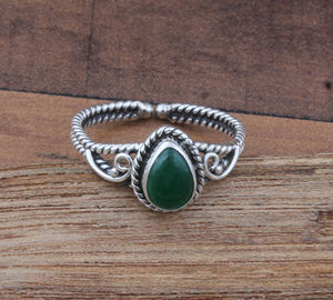 Classic Minimalist Natural Green Jade Bezel <b>Set</b> 925 Sterling Silver Adjustable Dainty Gemstone <b>Ring</b> <b>for</b> <b>Women</b> Certified Gift - Product Image 4