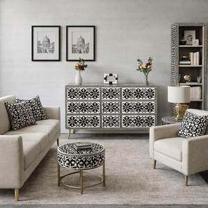 Cómoda Rectangular Moderna Personalizada con Incrustaciones de Hueso, Artesanía India Hecha a Mano, Pulida, para Decoración del Hogar - Product Image 1