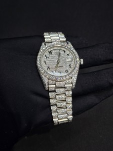 2026 Latest Fully VVS Moissanite Diamond <b>Studded</b> Stainless Steel Analog 20mm Band Iced Out Fashion <b>Men's</b> Wrist Watch - Product Image 3