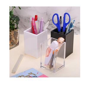 Transparent Acrylic Pen <b>Case</b> <b>Lipstick</b> Holder Desktop Pencil Cup Stationery Organizer for Office Desktop Acrylic Pen Holder - Product Image 1