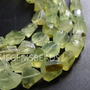 Prehnite Faceted Tumble,Nuggets,Step Cut,Loose Stone,Handmade,For Making Jewelry,8Inch 11X5To7X5MM Approx,100%Natural