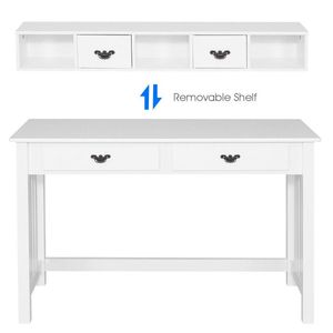 Escritorio Plegable de Madera con 4 Cajones, Mesa de Estudio Minimalista para Computadora, para Oficina en Casa, Móvil y Convertible - Product Image 3
