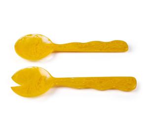 Cuillère à salade en résine époxy, best-seller, au meilleur prix. Ensemble de fourchettes et cuillères en résine pour servir les aliments, 100% fait main, finition polie. - Product Image 1