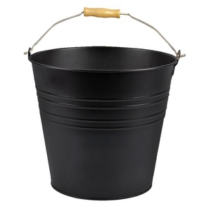 Panier à bois de chauffage très vendu en fer avec revêtement en poudre galvanisé noir, seau à charbon avec poignée, taille, forme et couleur personnalisables - Product Image 1