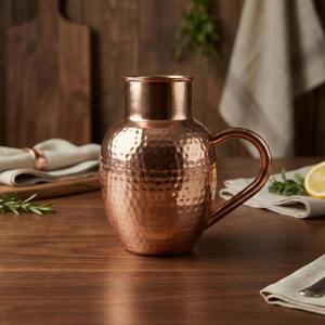 Carafe en cuivre pour l'eau potable, ensemble de carafes en cuivre ayurvédiques, pichet à eau en cuivre pour la santé, carafe à eau en cuivre traditionnelle, carafe à eau en cuivre indienne - Product Image 5