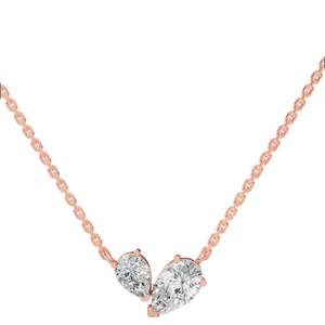 Elegant Toi Et Moi <b>Necklace</b> with Pear Cut Lab Grown Diamond in 14K Gold for Wedding Anniversary Party Celebrations - Product Image 1