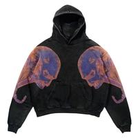 Hoodie Oversize Pria Bahan Fleece Katun 500GSM Tebal Streetwear Pullover Kantong Kanguru Model Santai Musim Dingin