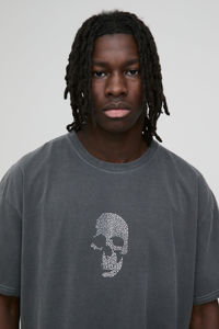 Camisetas Gráficas Oversize de Algodón 100% para Hombre con Calavera y Pedrería, Lavadas, Transpirables, de Alta Calidad, Hechas en Pakistán - Product Image 6