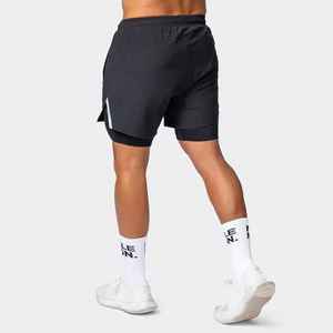 Wholesale 2025 Custom <b>Compression</b> Men's Gym <b>Shorts</b> Front Knee Length 2-in-1 Solid Quick Dry Polyester Sports Running Casual - Product Image 5