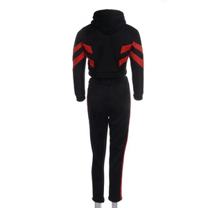 Chándal con Capucha para Mujer, Color Negro y Rojo, Mangas Largas, Cordón Ajustable, Bolsillos Laterales, Estilo Casual para Otoño, Corte Regular - Product Image 2