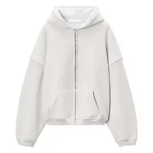 Ensemble survêtement personnalisé pour homme : sweat à capuche et pantalon de survêtement, coupe ample, coupe courte, double fermeture éclair, en coton épais et lourd 2026 - Product Image 2