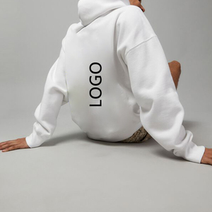 Sudadera Blanca para Hombre, Corte Holgado, Color Sólido, Diseño con Logotipo Frontal y Bolsillo, Ropa de Primavera, Ecológica, 100% Poliéster Tejido - Product Image 3