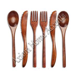 Elegant Handmade Wood and Metal Flatware <b>Set</b> Axiom Home Accent's Design for Wedding and Fine Dining - Product Image 1