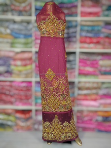 Tissu d'emballage George perlé en pierre dorée de haute qualité pour les femmes nigérianes pour les mariages d'été et les styles vestimentaires nigérians - Product Image 6