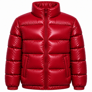 Men's <b>Lime</b> <b>Green</b> PU Puffer <b>Jacket</b> Stand Collar Zipper Closure Windproof Winter Casual Thick Polyester Filling Coat - Product Image 6