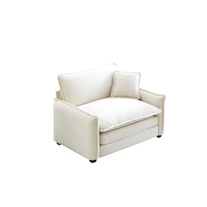 Divano singolo in velluto a coste beige con cuscino singolo, comodo per diverse occasioni - per soggiorno e camera da letto - Product Image 6