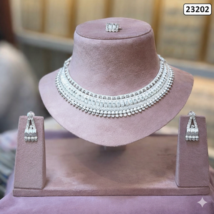 MOLL JEWELLERS Conjunto de Collar y Pendientes Florales de Aleación de Zinc con Baño de Oro de 24K y Circonitas, 0.3m, Regalo de Boda para Mujer, Certificado - Product Image 5