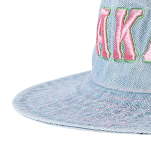 Sombrero de Mezclilla AKA Denim Boonie Rosa con Letra Bordada, Ala Ancha, Ajustable, de Algodón, para Exteriores, Casual, Protección Solar - Product Image 4