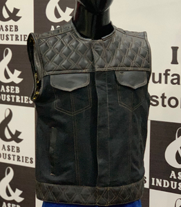 Gilet en cuir véritable de qualité supérieure les ailes de marche noir avec bouton couvert deux poches extérieures respirant pour l'hiver - Product Image 1