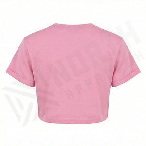 Camiseta Básica para Mujer, Lisa, Corta, 100% Algodón, Manga Corta, Cuello Redondo, Transpirable, Color Personalizado - Product Image 2